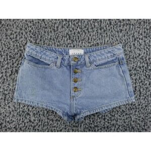 American Apparel Denim Hot Shorts Womens 26 Blue High Waisted Button Fly